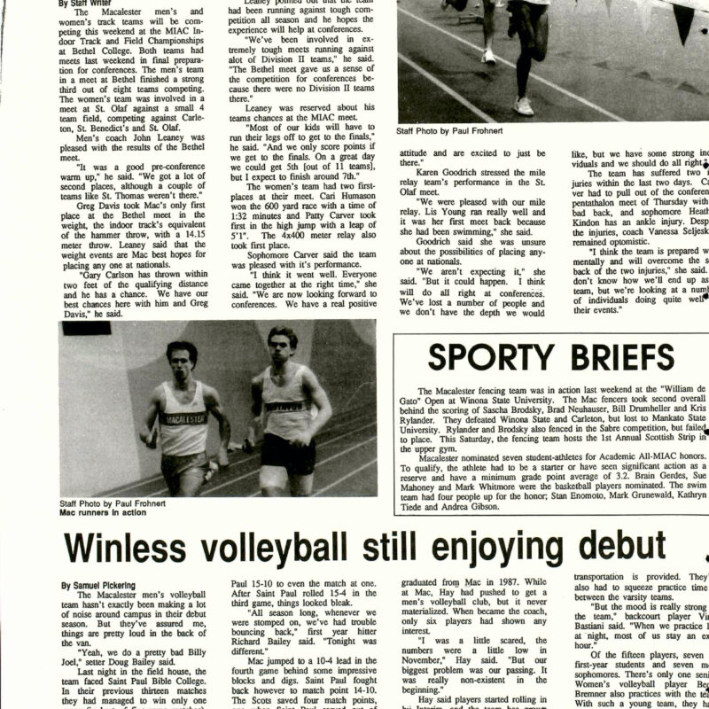 Men's track and volleyball articles